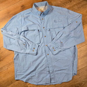 Vintage LL Bean Fishing Shirt Mens L Blue Vented Breathable Hiking Outdoor